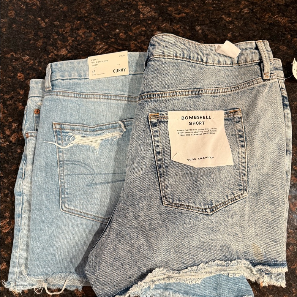 Good American Light Blue Denim Shorts